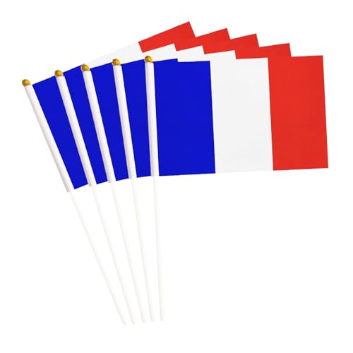 pretty_jessie France Flags on Stick 20 Pack, Small Handheld French Flag