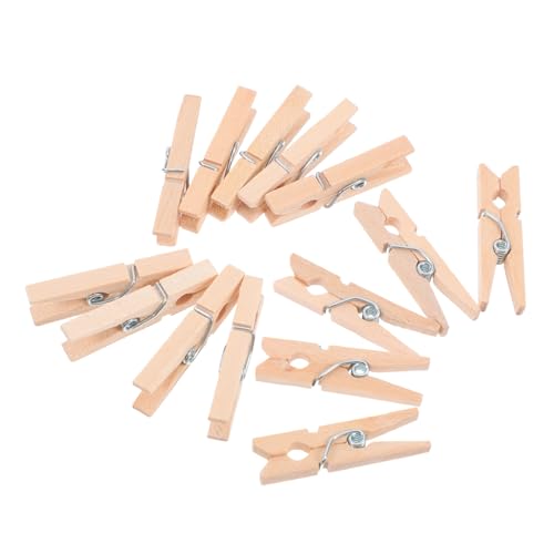 RORPOIR 30Pcs Natural Wooden Photo Clips Mini Clothespins for Hanging Photos Messages Crafts Multi Function Wooden Clips for Creative Collage Display