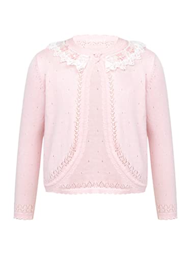 Kids Baby Girls Cotton Lace Floral Cardigan Dress Cover Up One Button Bolero Shrug Knit Sweater
