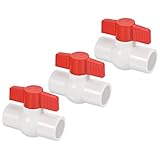 PATIKIL 3/4'' UPVC Kugel Ventil Kompakt T-Handgriff Rund Steckdose Wasser Ventil für Wasserlieferung Leitung Bewässerung Rohrverschraubung System - 3 Pack (Weiß)