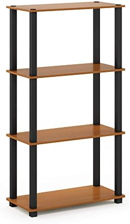 Furinno Turn-S-Tube 4-Tier Multipurpose Shelf Display Rack with Square Tube, Light Blue/White