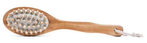 Dry Brushing Body Exfoliating Brush - Natural Bristle Anti Cellulite Massager Treatment Body Scrub Skin Exfoliator - Back, Foot, Legs, Body Scrubber - Used for Lymphatic Drainage, Ingrown Hair Bumps