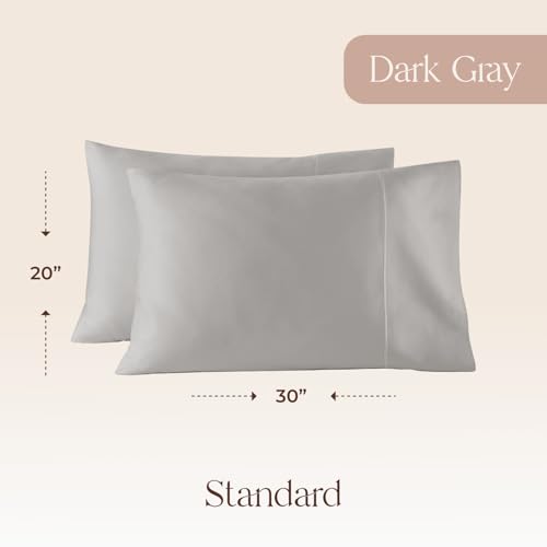 Image of 100% Organic Cotton Pillow Cases Standard Size Set of 2-100% Cotton Pillowcases GOTS Certified 300 Thread Count -Naturally Cooling Comfortable Breathable & Soft Pillow Cases (Classic Grey, Standard)