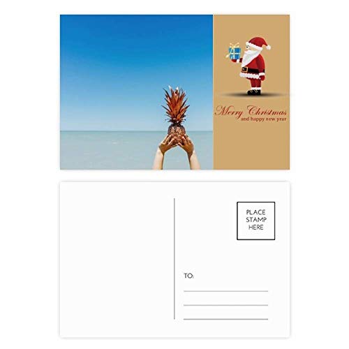 Cartes postales Ocean Sand Beach motif ananas et Père Noël pour correspondance