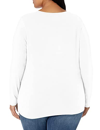Amazon Essentials Women's Classic-Fit Long-Sleeve Crewneck T-Shirt, White, Medium