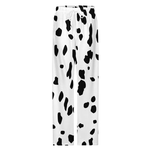 Dalmatian Dog Print Mens Pajama Pants Wide Leg Sleep Drawstring Sleepwear Casual Loungewear3