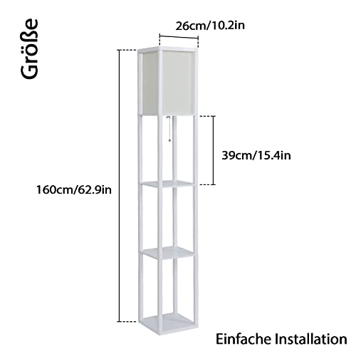 Fullwatt Lampada a stelo con ripiano in legno