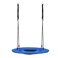 COSTWAY Nest Swing, Hanging Tree Swing Seat with Length Adjustable Ropes, Soft Seating, Kids Swing Set for Indoor Garden Playground, 150kg Capacity (Blue)