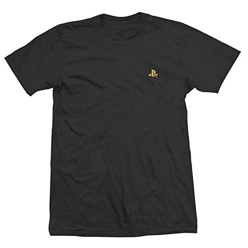 Sony Playstation - Lecteur Or Feuille - Officiel Homme T-Shirt - Noir, M