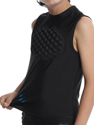 Yeahdor Kids Boys Goalkeeper Soccer Jersey Padded Baseball Chest Protector Shirt Protective Tank Tops Vest Black 4-7 Years3