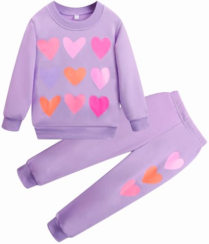 Image of Little Girls Outfits 2 Piece Toddler Long Sleeve Sweatshirt Leggings Pants Fall Winter Clothing Set 2-10 Years