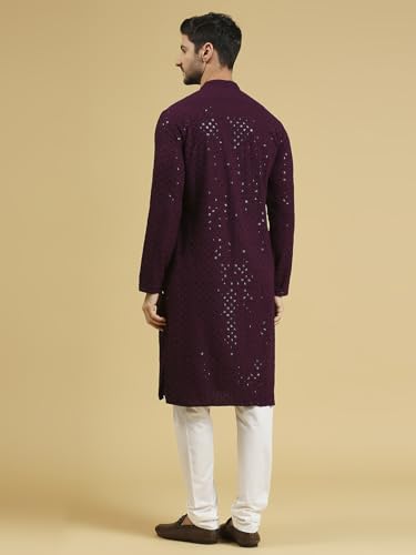 Image of Rajubhai Hargovindas Men Chikankari and Sequin Work Kurta