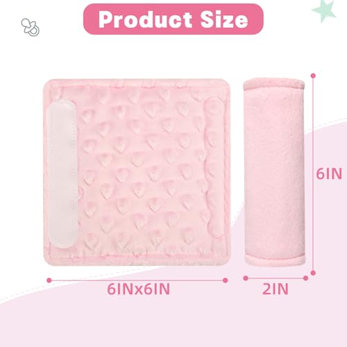 Image of GFU Car Seat Strap Pads for Baby, Soft Shoulder Pads for Comfort, Reversible Seatbelt Covers for Kids, Perfect for Baby Car Seat, Stroller, Swing, High Chair, Size: 6.5 x 6.5 inch, Pink