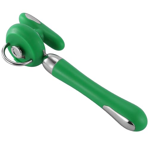 Can Opener Manual Tin Opener Stainless Steel Heavy Duty, Oversized Hand-held Easy Rotary Knob, Safe Cut Manual Can Opener with Non-Slip Handle, Smoother Cut Sharp Blade for Seniors Kitchen Tool, Green