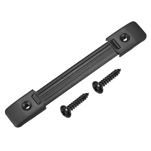 uxcell Speaker Handle Pull Cabinet Grasp Strap Style Spring Steel Handle with Metal End Caps Buckle with Screw Black 2 Pcs