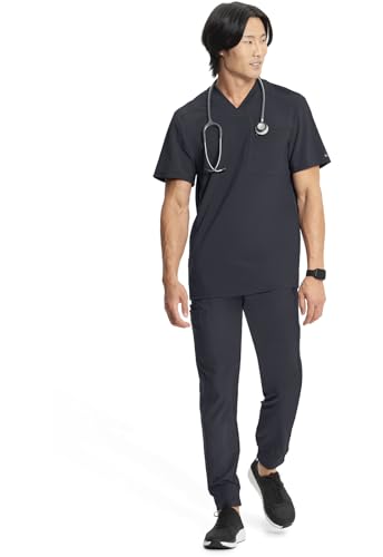 Image of Cherokee Infinity Mens Scrubs Top V-Neck Modern Fit 2 Pocket 360 Stretch