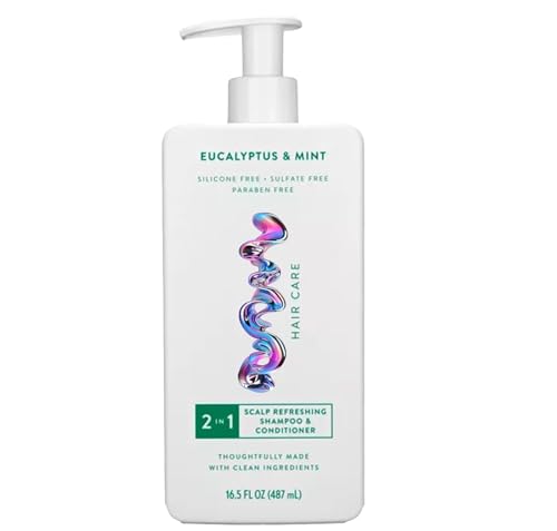 Eucalyptus & Mint - Hair - 2 in 1 - Shampoo and Conditioner - Contain Naturally Derived Ingredients | All Hair - Silicone, Sulfate and Paraben Free - Full & Thick - 16.5 FLOz - Pack Of 01