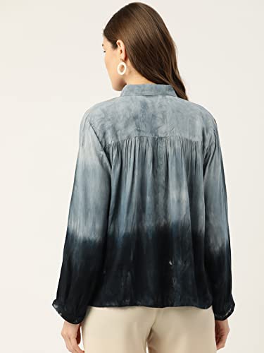 Image of Maaesa - Women Handcrafted Tie-Dye Rayon Shirt | Casual & Office Wear | Relaxed Fit | Long Sleeve | Breathable & Lightweight Fabric