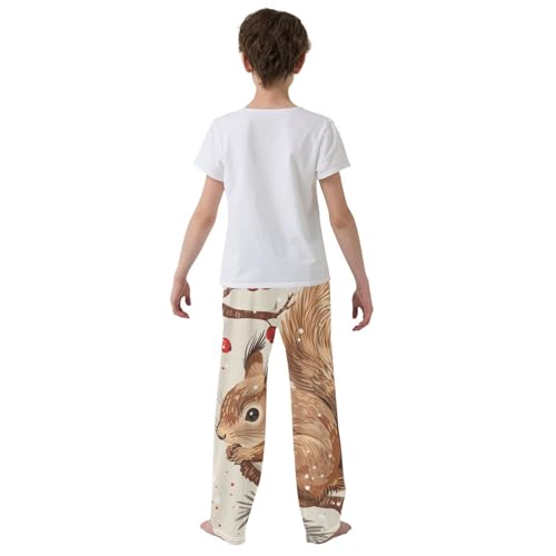 ZZXXB Squirrel Pine Tree Boys Long Pants Soft Trousers Elastic Waist Kids Lounge Bottoms with Pockets S-XL3