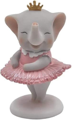 Comfy Hour Figura de vestido rosa de elefante bailarín de 5 pulgadas, decoración de pastel de elefante, estatua coleccionable, decoración de
