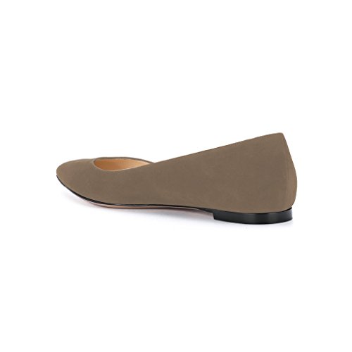 FSJ Women Casual Slip On Ballet Shoes Faux Suede Flats Low Heels Pointed Toe Dress Shoes Size 4-15 US4