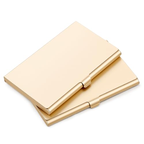 Sorcristy 2 Stück Visitenkartenetui Gold Aluminiumlegierung Visitenkarten Etui Visitenkarten Aufbewahrung Pocket Metall Visitenkartenhalter Kreditkarten Organizer für Männer Frauen
