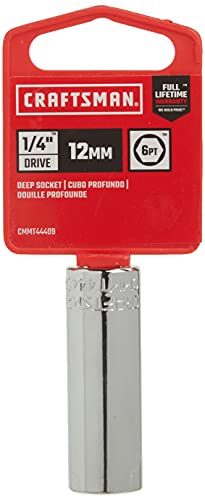 Image of CRAFTSMAN Deep Socket, Metric, 1 /4-Inch Drive, 12mm, 6-Point (CMMT44409) (Pack of 2)