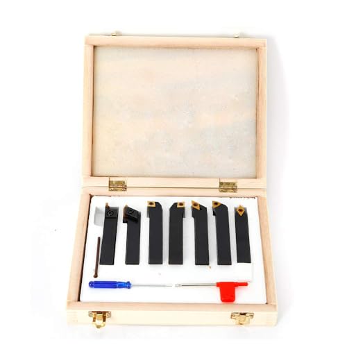 Lot de 7 burins de tournage avec plateau réversible - 16 mm - Support de serrage