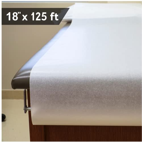 Exam Table Paper - 18''X125’ Disposable Standard White Textured Crepe Medical Barrier Cover Roll - Wide Paper Rolls For Spas, Daycares, Doctors, Chiropractors, Examination And Massage Tables (2) #TOP3