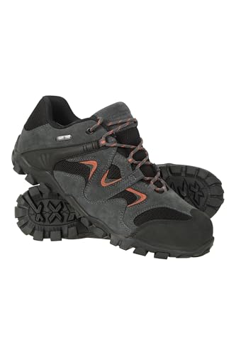 Mountain Warehouse Curlews Mens Waterproof Walking Shoes - Quick Drying Footwear, Suede & Mesh Outer & Rubber Sole - for Autumn, Winter, Camping & Hiking Dark Grey Adult Shoe Size 12