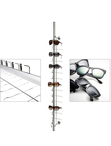 Juego de soportes de exhibición para gafas, organizador de aluminio duradero para tiendas ópticas, incluye cerradura para seguridad (10 piezas)