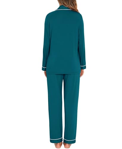 Image of Women's Pajama Sets Long Sleeve Sleepwear Button Up Shirt With Pajama Pants Soft Pjs Lounge Sets