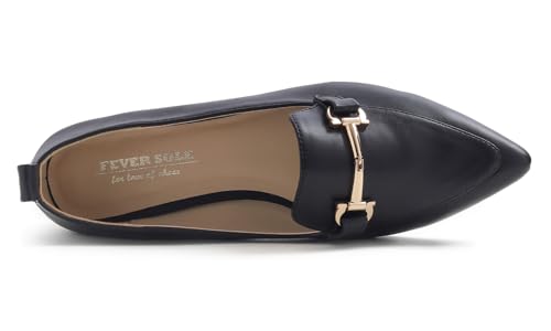 Image of FEVERSOLE Women's Loafer Flat Pointed Deco Low Heel Fashion Slip On Dress Driving Office Shoes