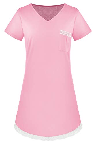 heekpek Camis�n Mujer Sexy Invierno Mujer Manga Corta Camis�n Sexy Camis�n Mujer con Cuello en V Manga Encaje Algodon Ropa de Dormir Pijamas Vestir Camis�nes Camis�n Mujer Verano Camisones