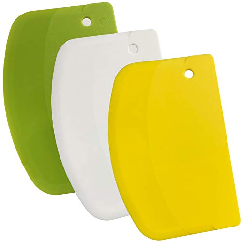Dough Scraper, Pastry Scraper Plastic Bench Cutter, Bowl Scrapers Dough Bread Cutters for Cake Decorating Baking (3PCS)
