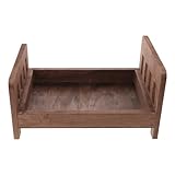 Estética de sesión de fotos vintage: esta cama de madera para sesión de fotos para bebé cuenta con un encantador diseño vintage que crea un ambiente artístico para la fotografía de recién nacidos. El acabado marrón atemporal de la mini cama proporciona el telón de fondo rústico perfecto para capturar primeros retratos conmovedores