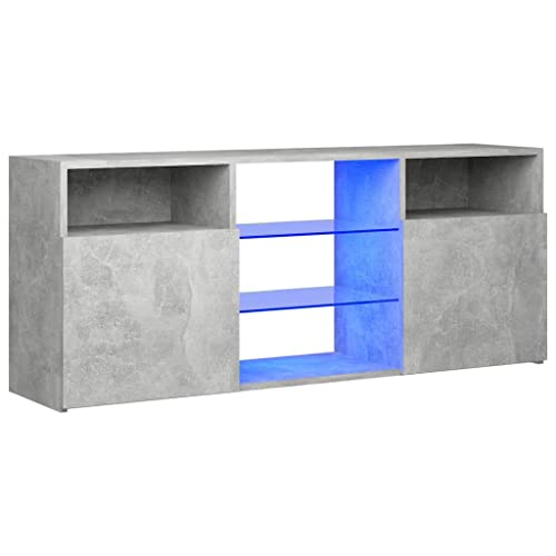 vidaXL Meuble TV avec Lumières LED Armoire Basse Centre de Divertissement Meuble Stéréo Salon Salle de Séjour Maison Gris Béton 120x30x50 cm