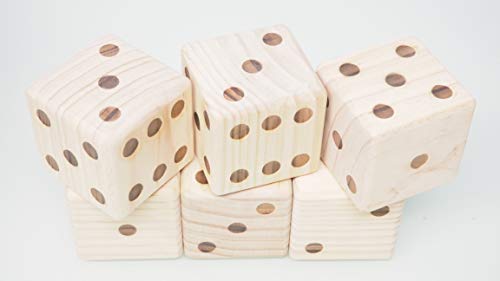 rackcrafts.com Large Giant Jumbo Wood Dice Set Casino Board Games Fun Heavy Duty Thick Solid