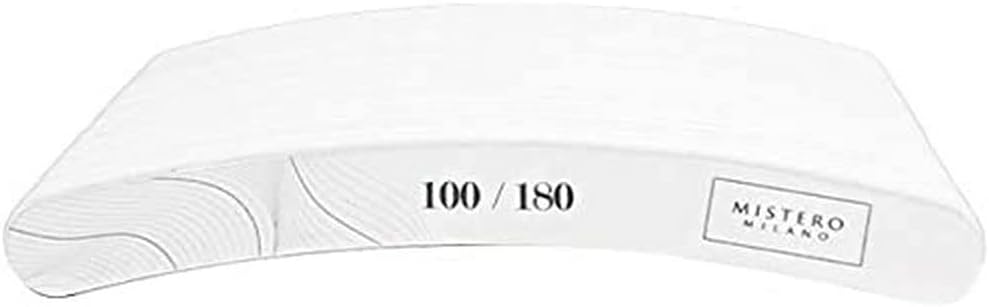 Mistero Milano Basic nagelvijl voor gelnagels en acrylnagels, nagelplaat, vormgereedschap voor manicure – gemaakt van duurzaam papier – basic 100/180 korrelgrootte gebogen vorm, 25 stuks