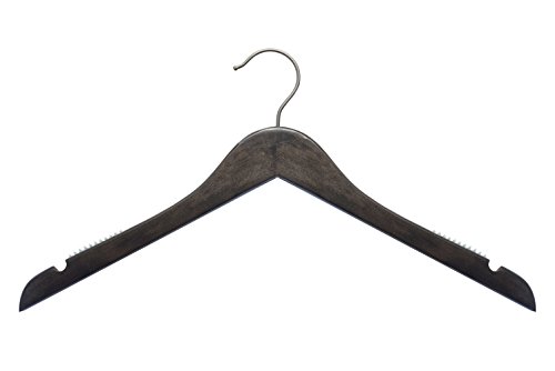 NAHANCO 20717 17” Flat Wooden Top Hanger with Gunmetal Hook, Premium Espresso Finish (Pack of 100)
