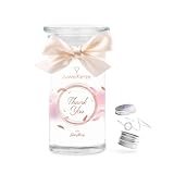 JuwelKerze Thank You Armband Silber - große Schmuckkerze 80 Std - Duftkerze mit blumigem Duft - Kerze mit Schmuck Überraschung - Geschenke für Frauen, Geburtstag