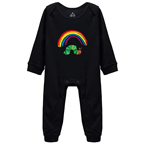 Image of Hungry Caterpillar and Rainbow Print Romper Jumpsuit Outfits Short Sleeve Long Sleeve Newborn Bodysuits