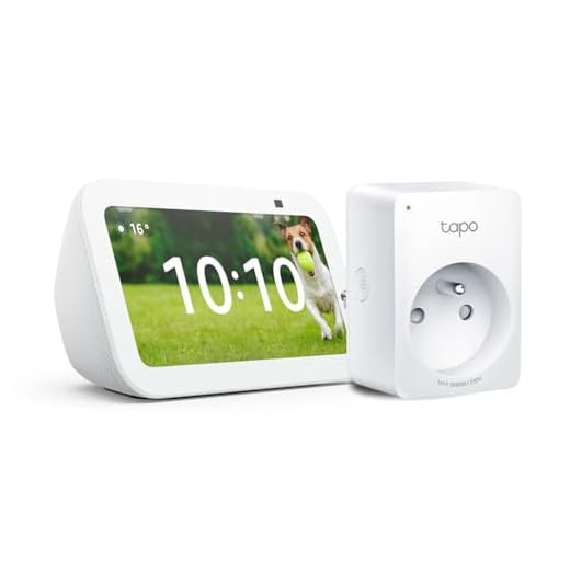 Echo Show 5 (3e génération) | Blanc + Tapo Matter Prise Connectée, Fonctionne avec Alexa - Kit de démarrage Maison connectée