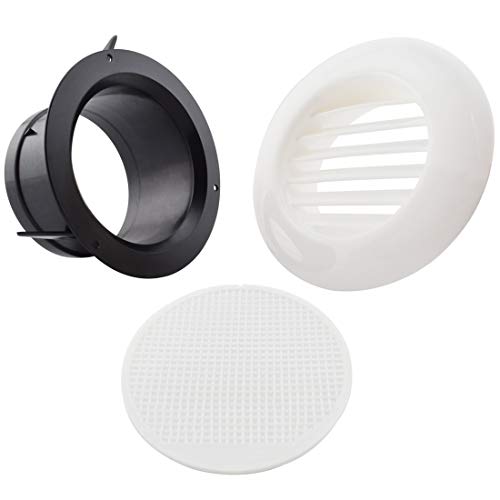 Image of SDTC Tech 6 Inch Round Air Vent ABS Louver Grille Cover with Built-in Screen Mesh Detachable Soffit Air Exhaust Vent for Bathroom Kitchen Bedroom Office