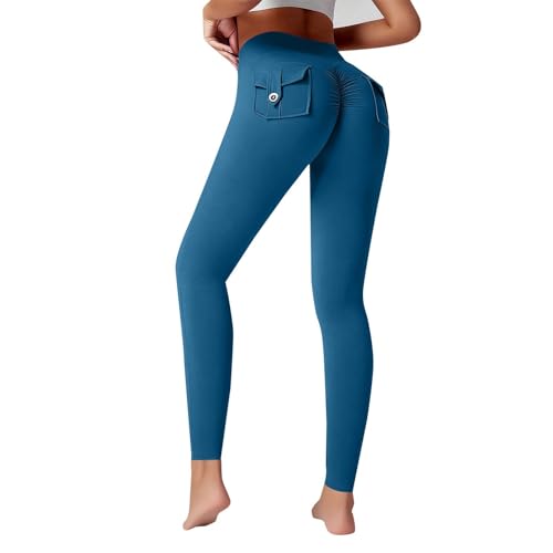 Leggings de cintura alta para mujer – Leggings de yoga para mujer con ganancia Jegging para musculación, comodidad, pantalones deportivos Push Up Slim Fit Color sólido Pantalones de carga Casual