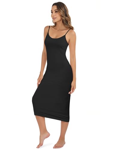 Image of Buauty Full Slip for Women under Dress Non Cling, Women's Lingerie Skirt Undergarments Spaghetti Strap Slip