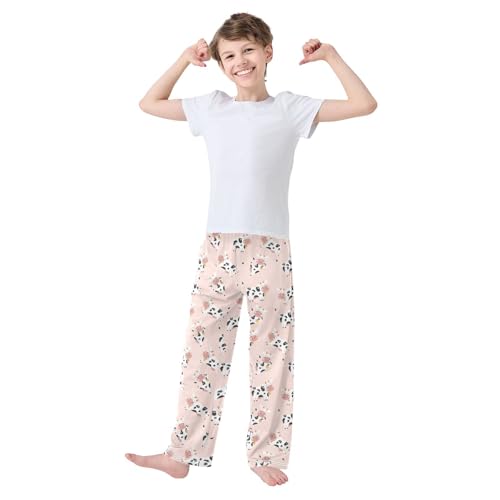 ZZXXB Lovely Milk Cows Boys Long Pants Soft Trousers Elastic Waist Kids Lounge Bottoms with Pockets S-XL2