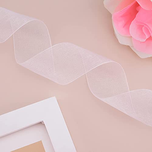 Hapeper 1-1/2 Inch Sheer Organza Ribbon for Gift Wrapping, Party Decoration 50 Yards/Roll (White)