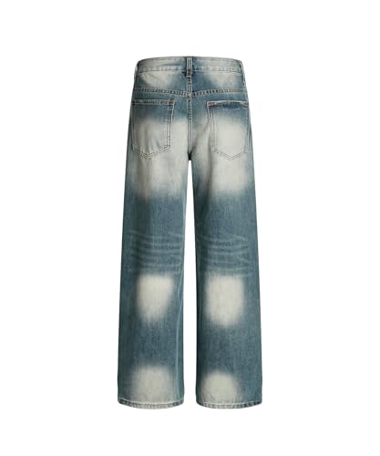 Unisex Vintage Distressed Wide Leg Jeans Washed Ripped Denim Pants for Casual Streetwear2