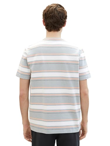 TOM TAILOR Herren T-Shirt mit Streifen aus Piqué, 35041 - Mint Grey Multi Stripe, XL – Ansicht 3